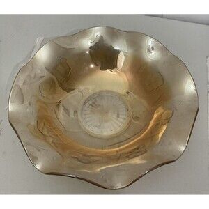 Jeannette Glass Marigold Iris and Herringbone Ruffle Bowl